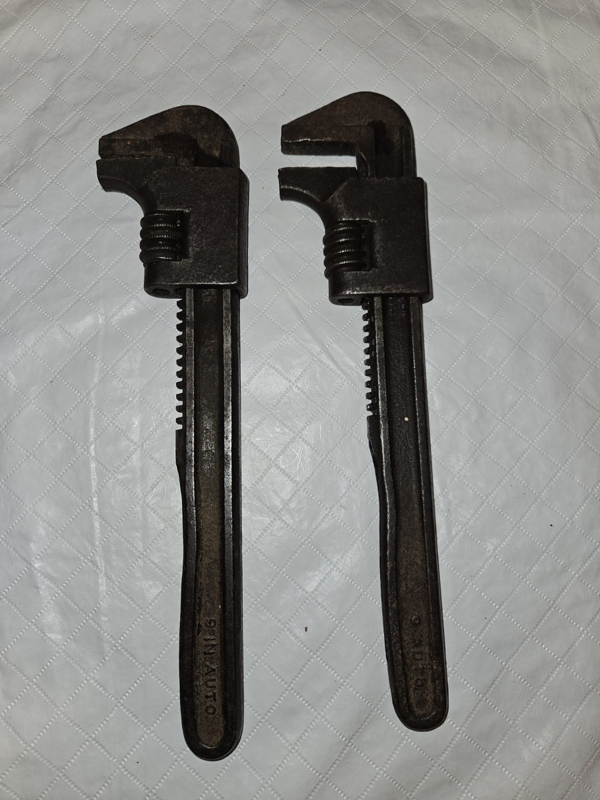 Set of 2 Vintage 9 in. Unbranded Auto Pipe Wrenches
