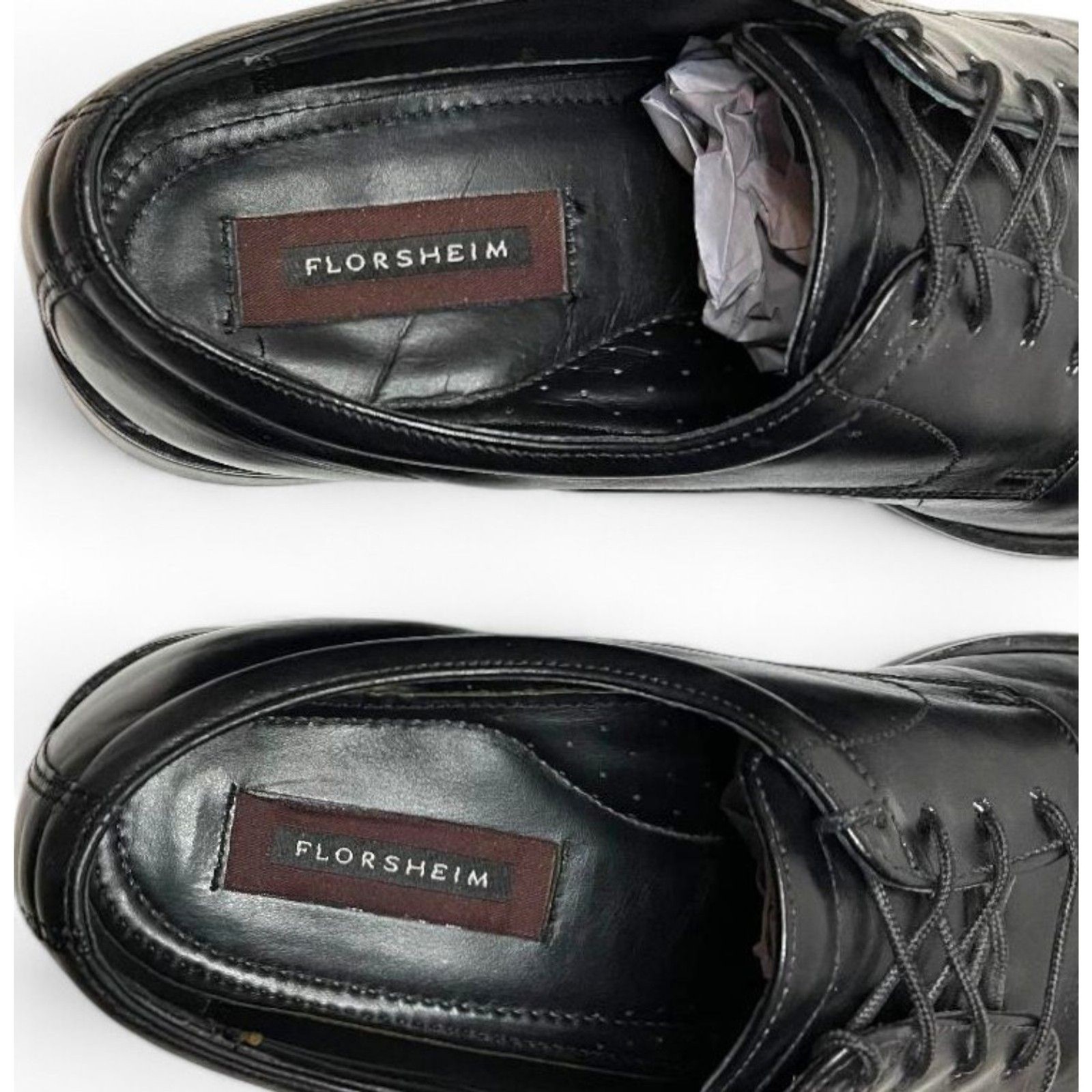 FLORSHEIM Men's Black Leather Cap Toe Oxford, Size 12D