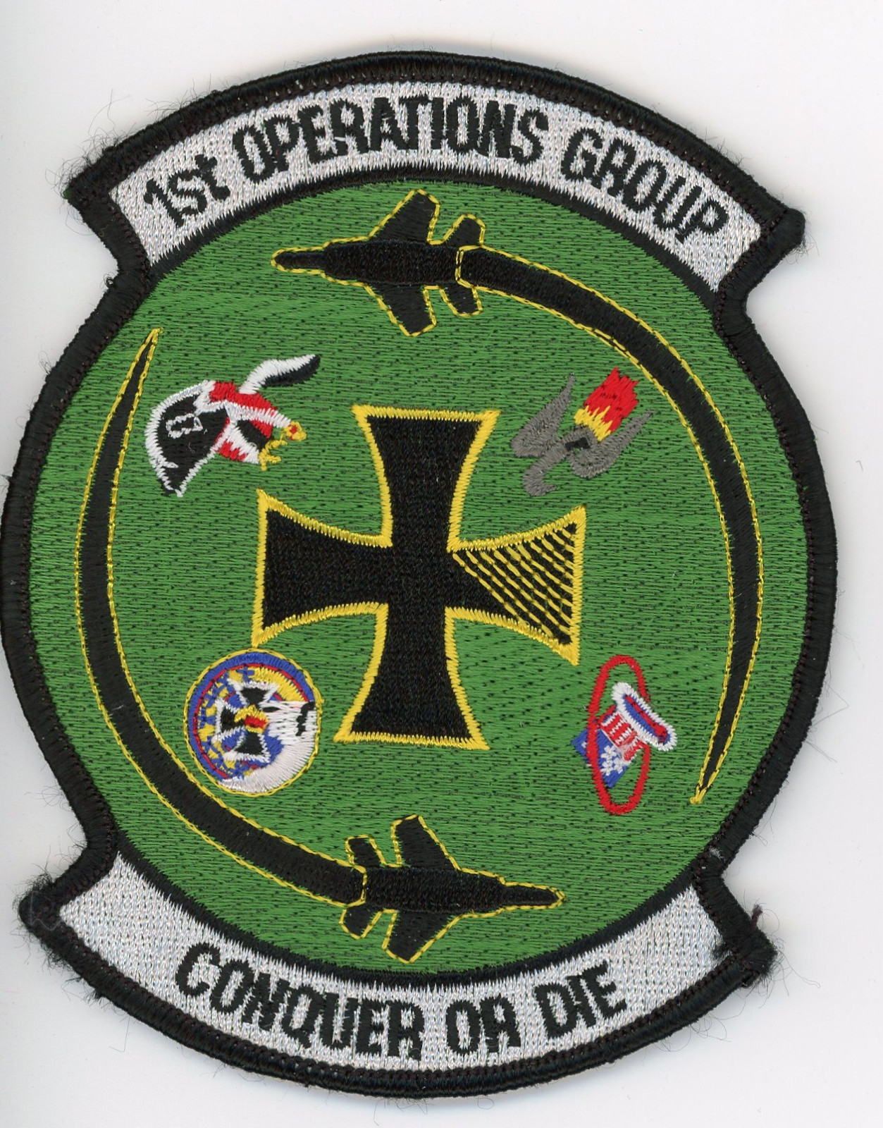 PATCH USAF F-15 1st OPERATIONS GROUP CONQUER OR DIE IRON ON PARCHE