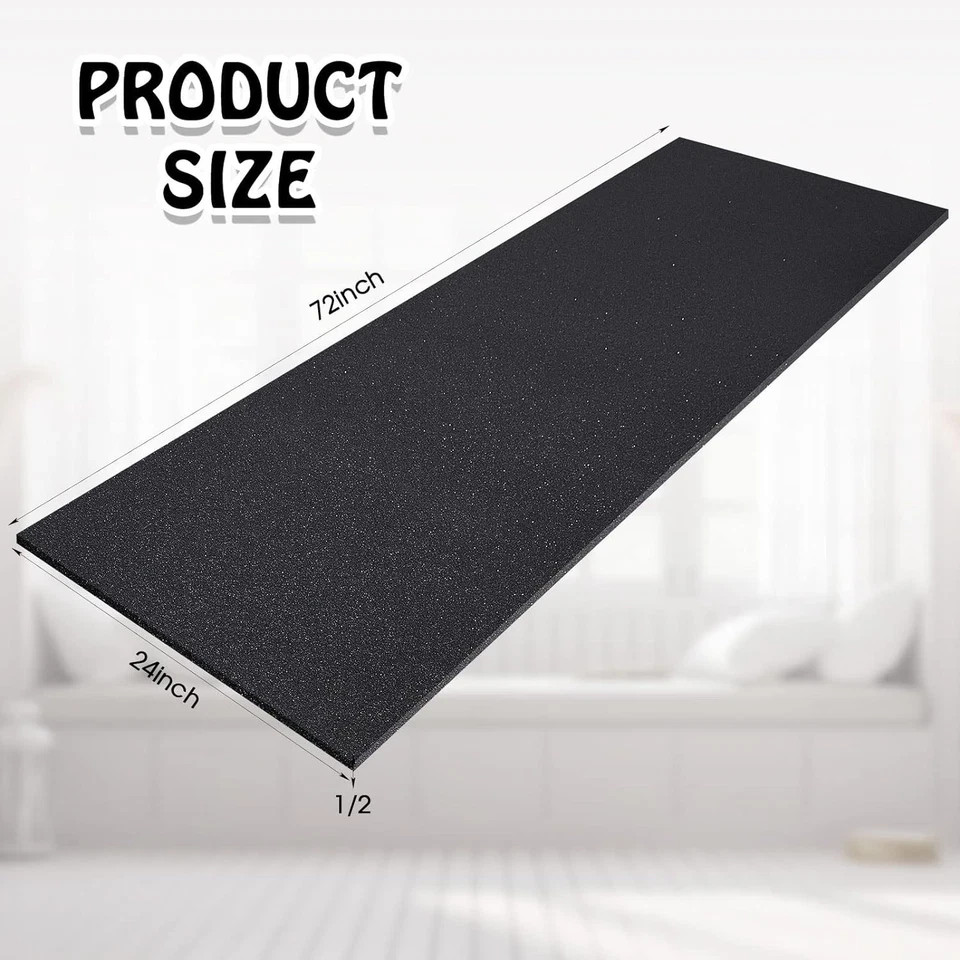 1/2x24x72 Inch High Density Polyurethane Upholstery Foam Sheet Black