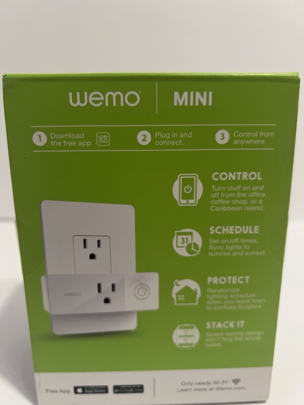 New Wemo Mini Smart Plug, Wi-Fi Enabled, Alexa & Google Assistant F7C063