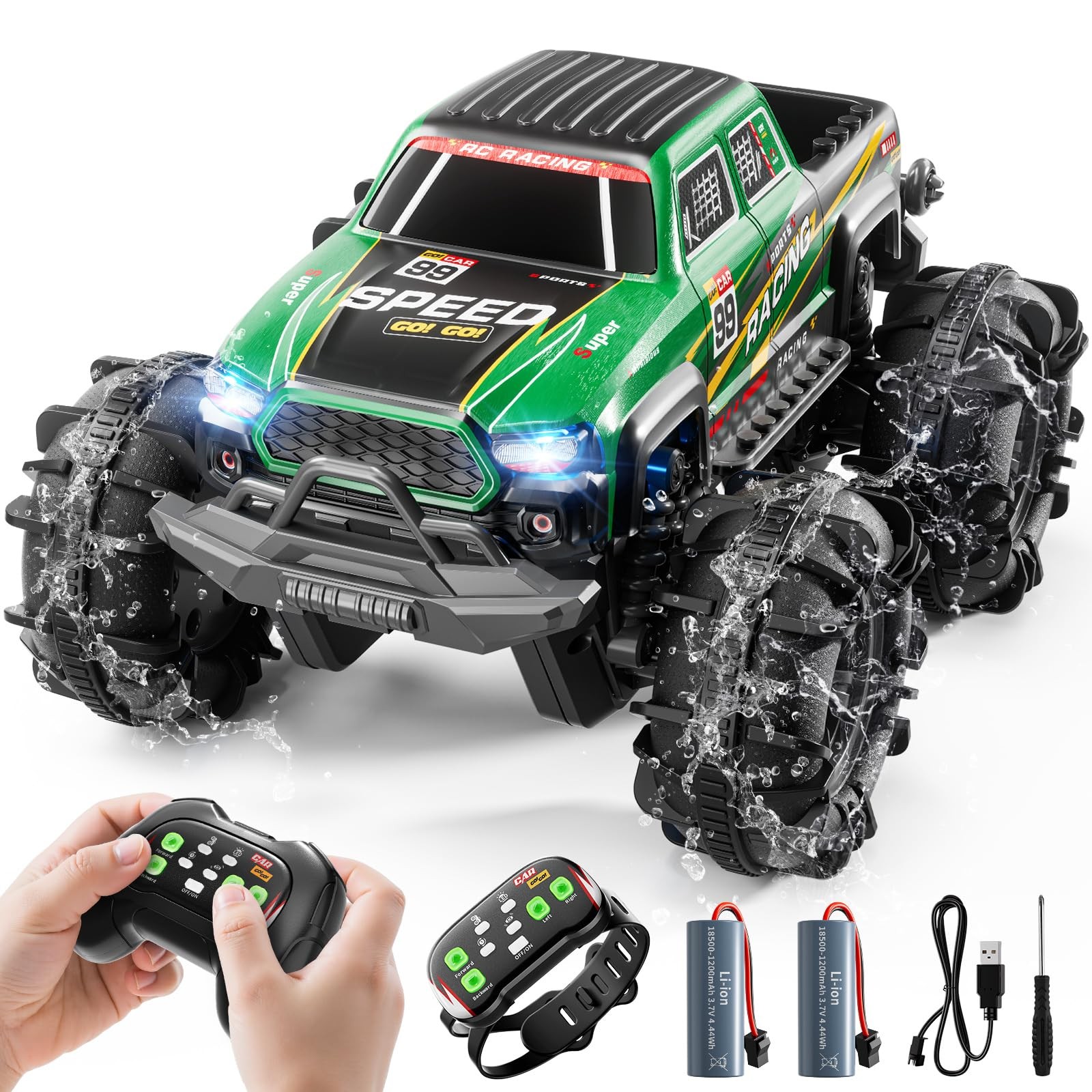 Remote Control Car for Kids Ages 6-12, All-Terrain RC Truck with Spray & Ligh...