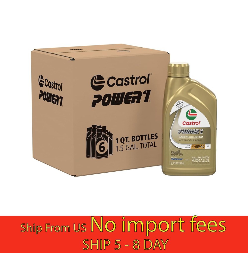 Castrol Power1 4T 5W-40 Full Synthetic Motorcycl...1 Quart, Pack of 6 (a19.5)