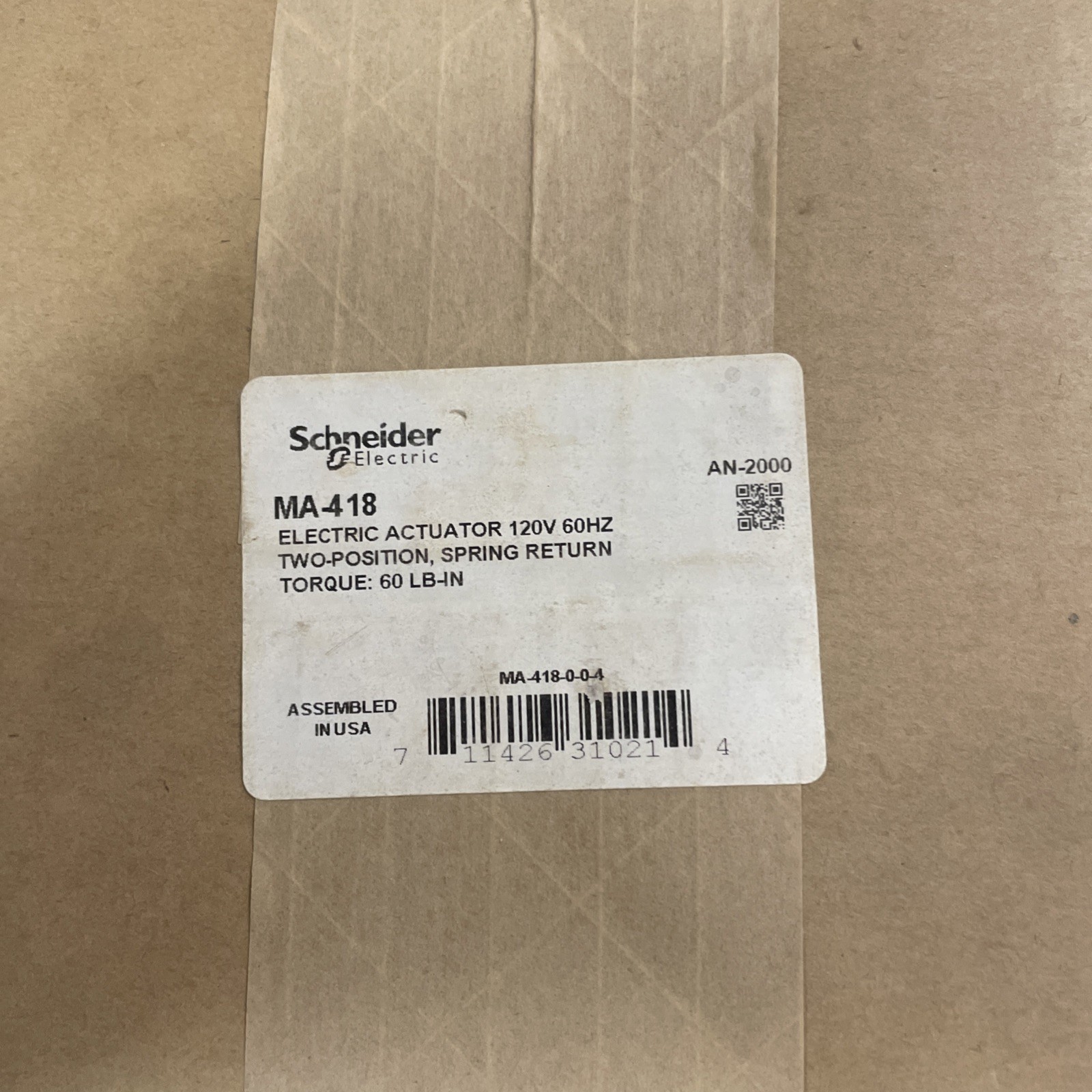 New Schneider Ma-418-0-0-4 Electric Actuator 120 Vac Two Position