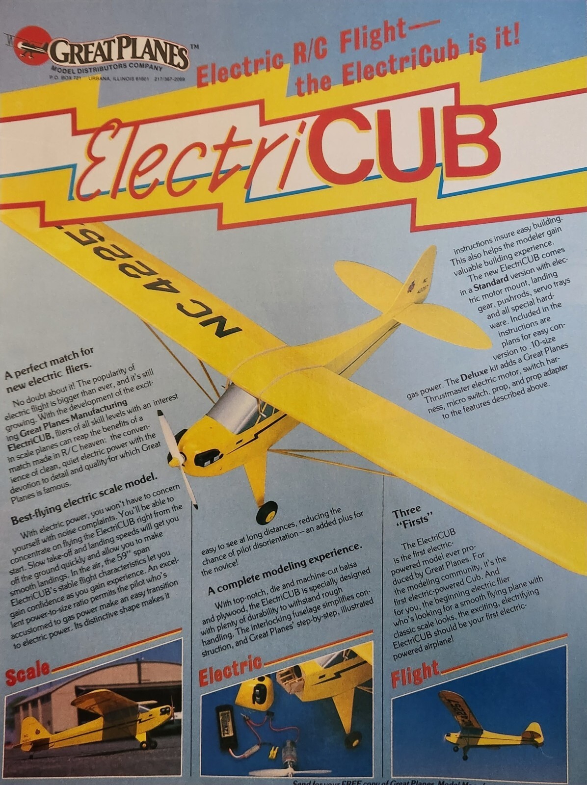 Great Planes ElectriCUB RC Airplane Print Ad Wall Art Decor Ephemeral