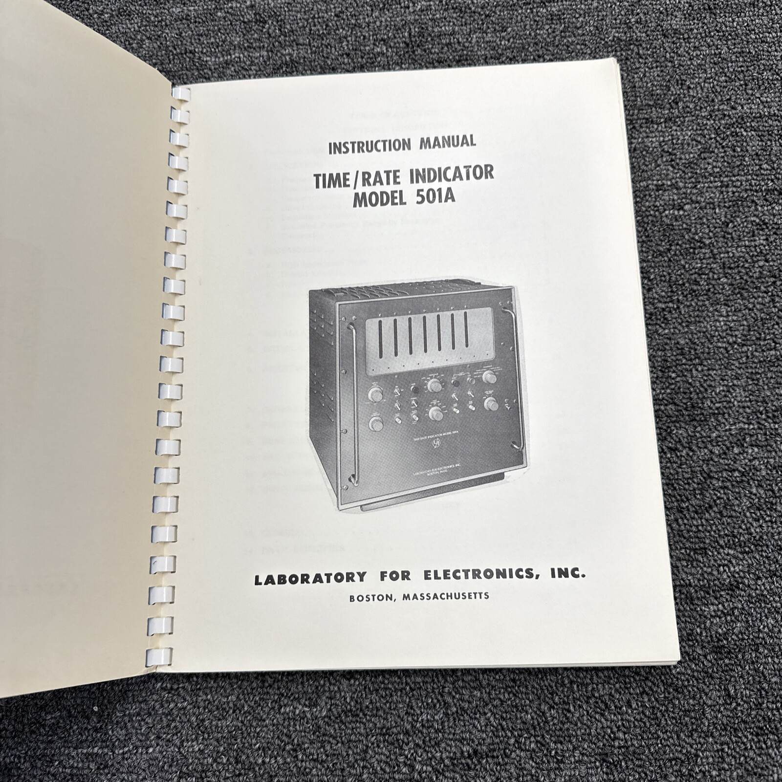 Laboratory For Electronics (L.F.E) 501A Time/Rate Indicator Instruction Manual