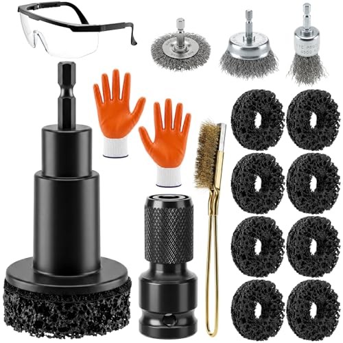 Wheel Hub Cleaning Tool Kit, 17 PCS Wheel Stud Rust Remover Tool with Goggles