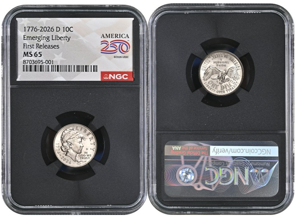 1776-2026 D Emerging Liberty 10C NGC MS 65 First Releases #2830B