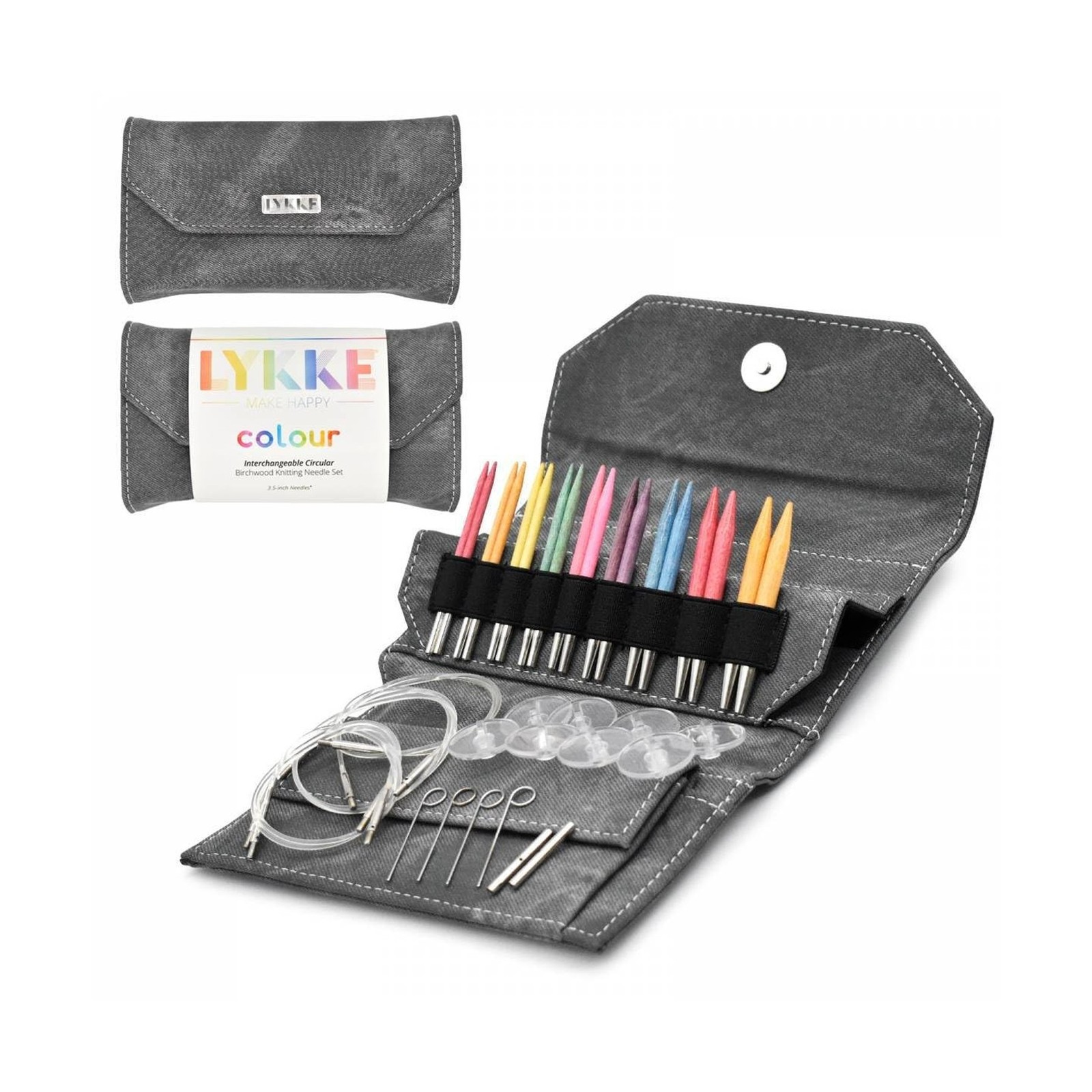 Lykke Crafts - 3.5" Interchangeable Knitting Needle Set in Grey 3.25mm - US 3
