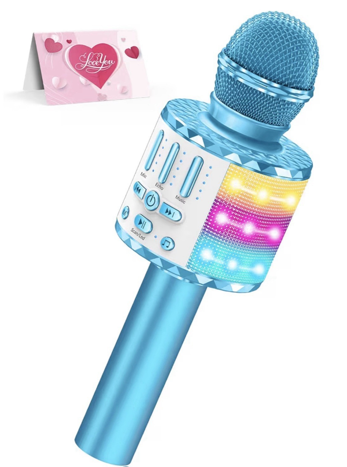 Karaoke Microphone for Kids Wireless Bluetooth Mic with Lights & Speaker NIB