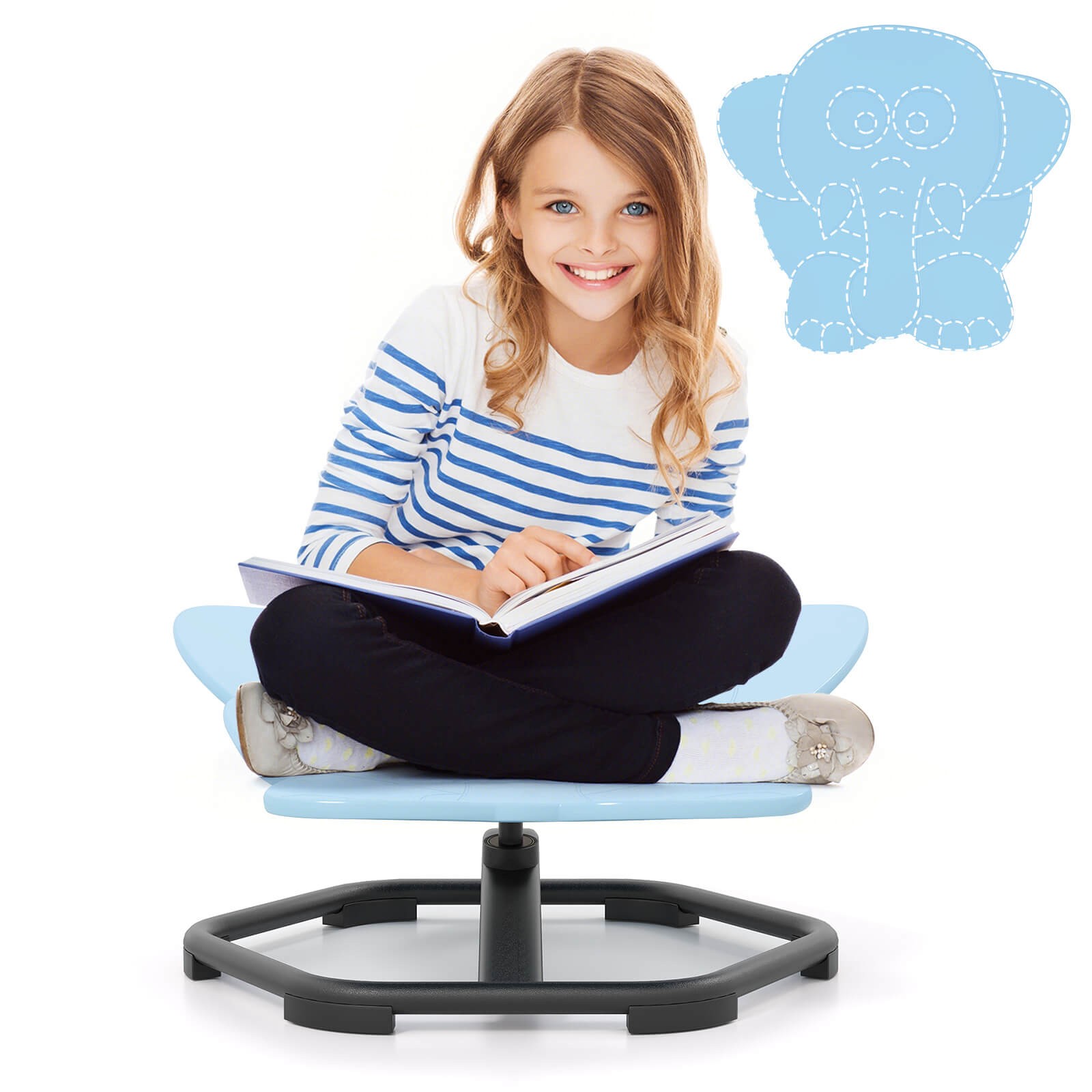 Kids Sensory Swivel Chair w/Non-Slip Metal Base for Autistic Kids Indoor Outdoor