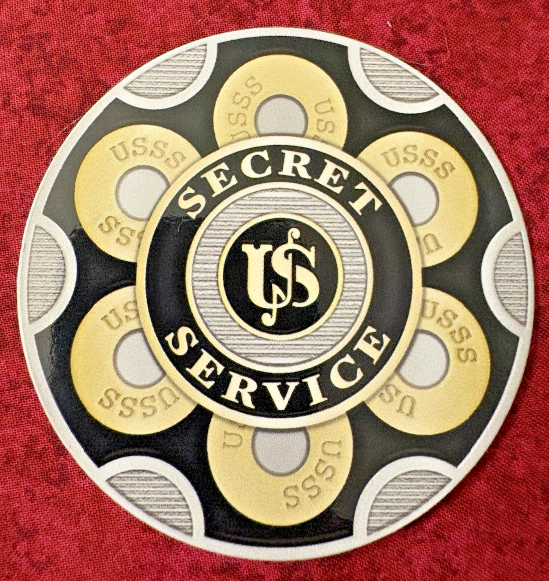 US SECRET SERVICE CARTRIDGE MAGNET WITH VINTAGE STAR / 3 INCH / FLAT ROUND