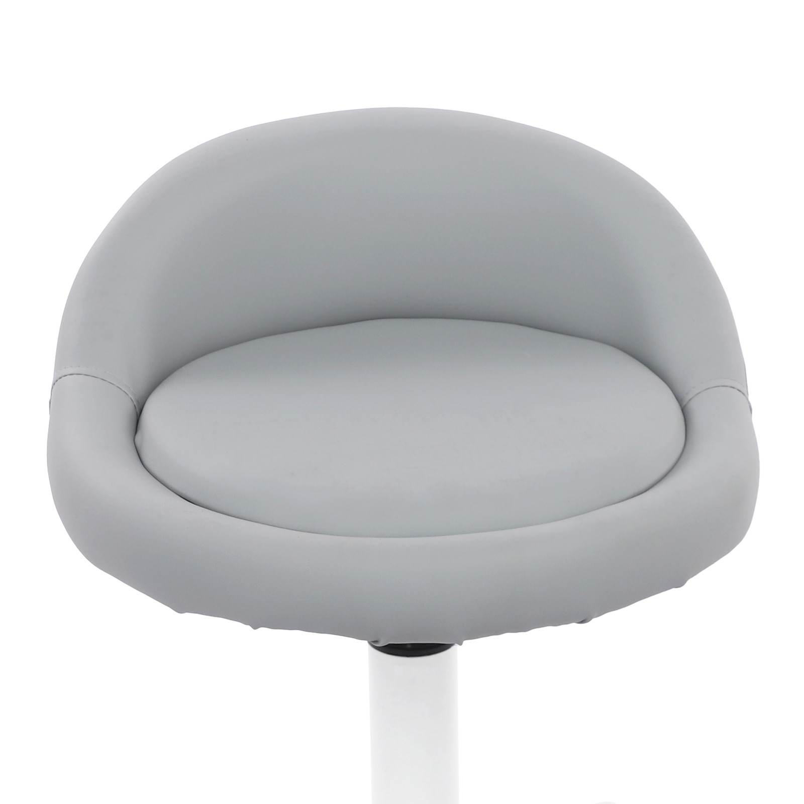 Gray Adjustable Beauty Salon Chair Rolling Stool with Low Backrest Floorstanding