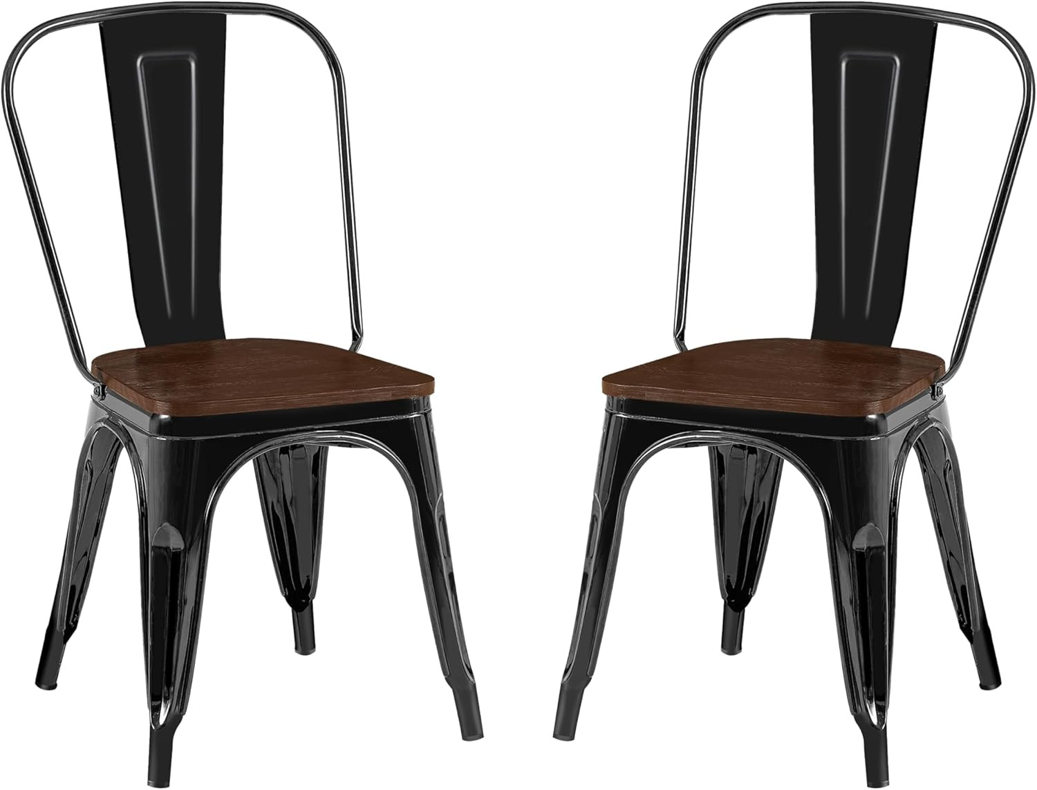 Stackable Metal Dining Chairs Set of 2 for Indoor and Outdoor Use, Durable Stack