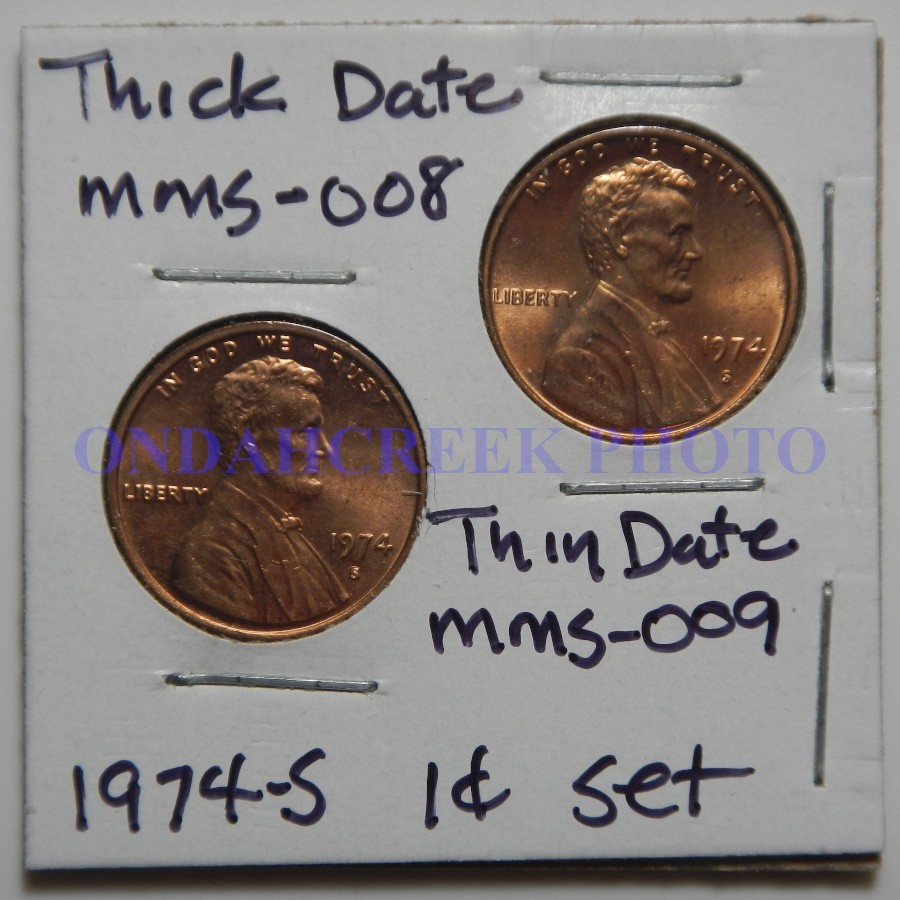 1974-S Lincoln Cent 2 Coin BU Mint Mark Style Set