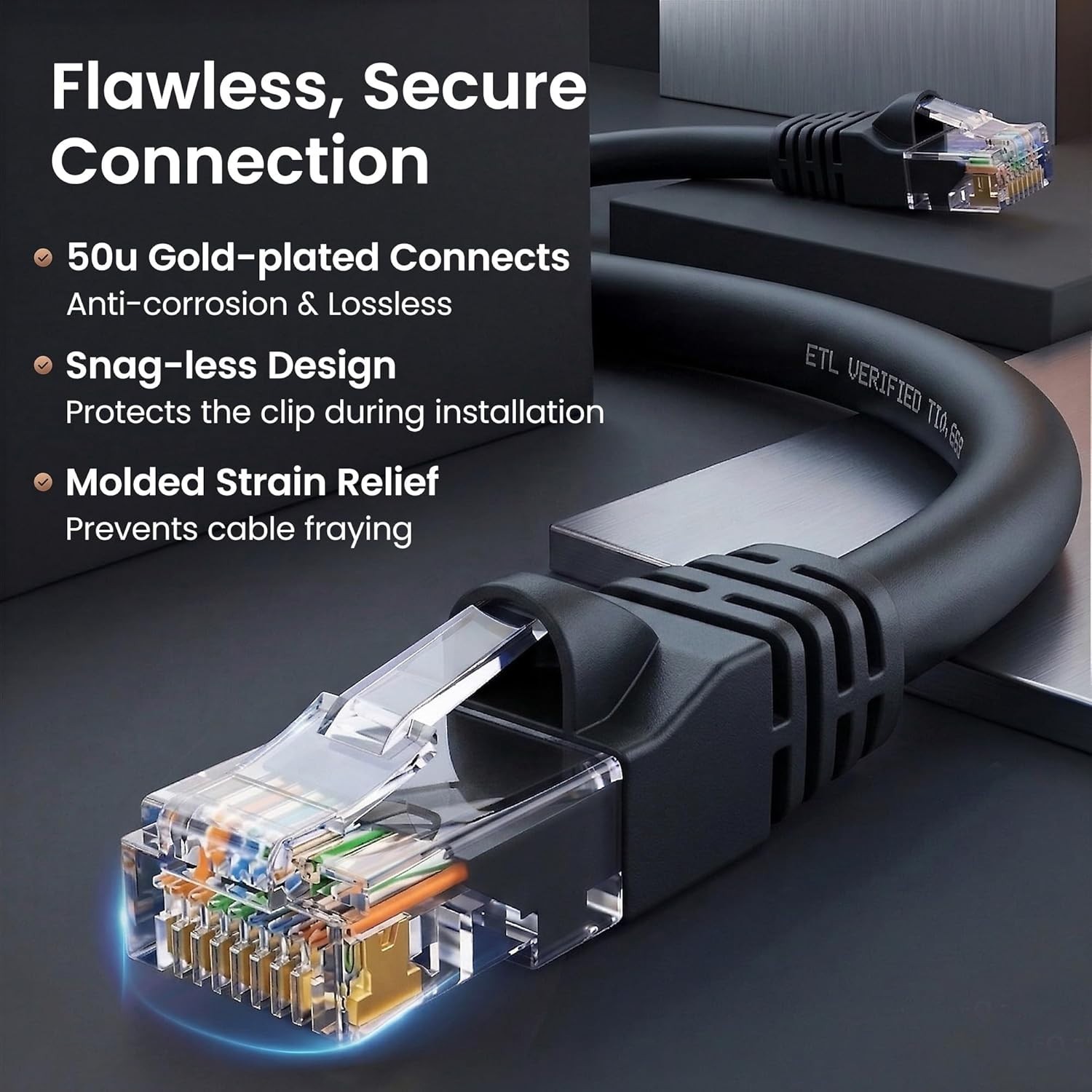 10-Pack Cat6 Ethernet Patch Cable 10ft Black