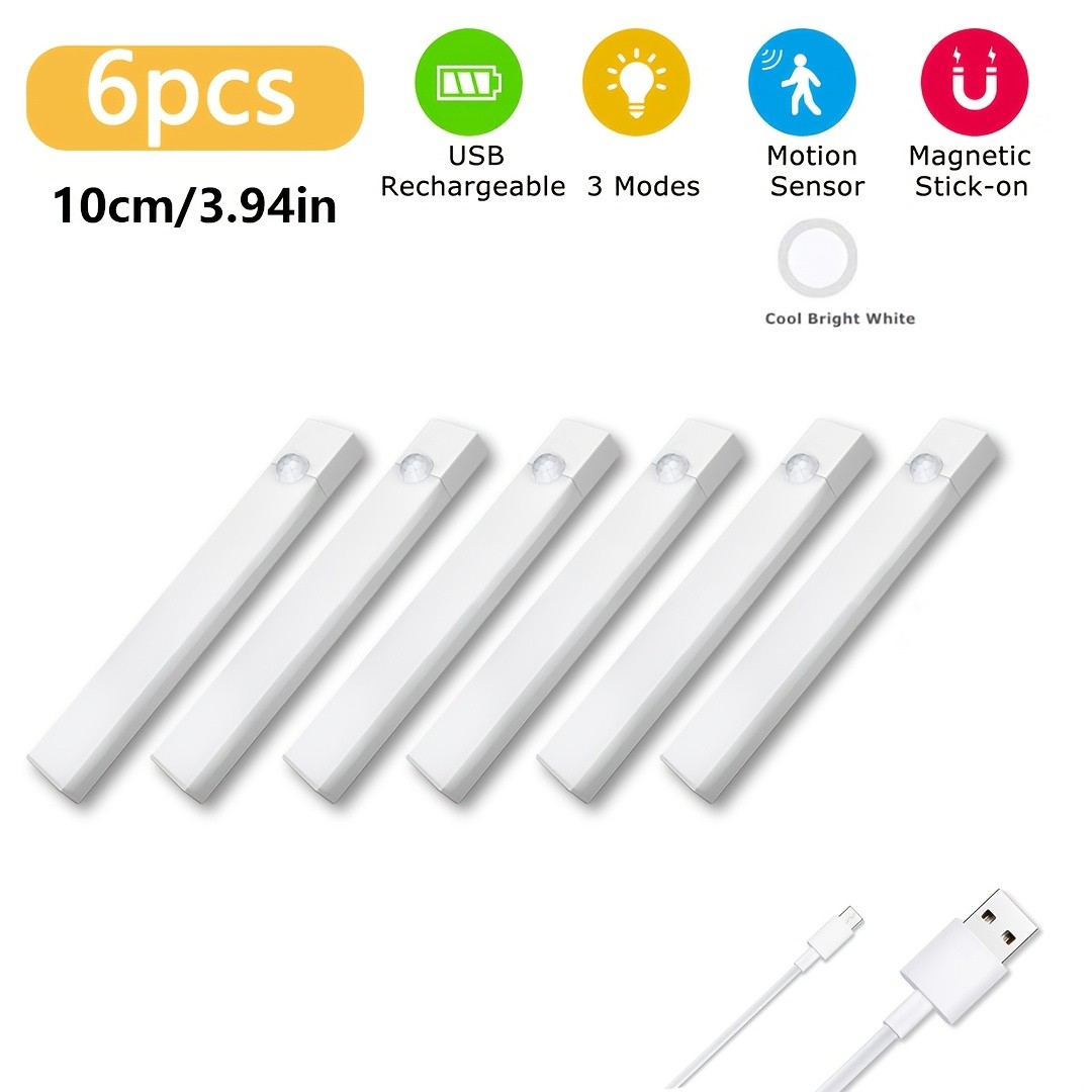 Well-Crafted Adaptable 6PCS LED Motion Sensor Lights Under Cabinet Kitchen Night