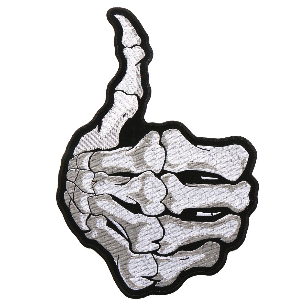 Skeleton Hand Bones Thumbs Up Embroidered Patch [Iron on Sew on -5.0 X 3.5 -SP5]
