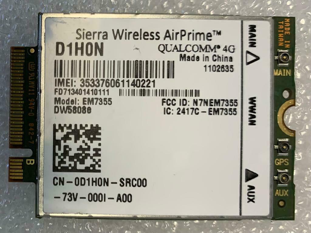 Genuine Dell D1H0N DW5808e Sierra Wireless AirPrime EM7355 4G LTE M.2 WWAN Card
