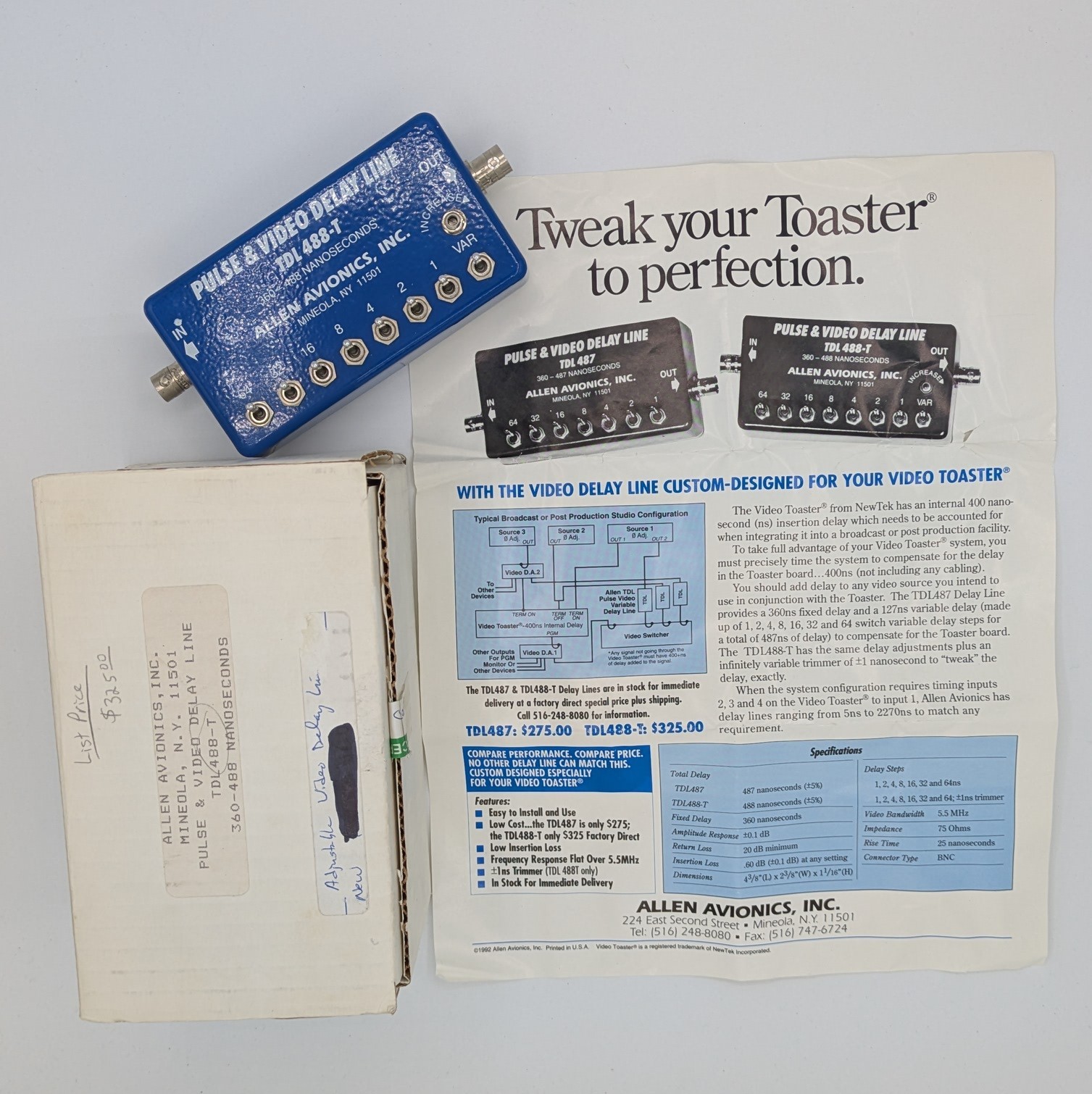 NOS Allen Avionics TDL-488-T Video Delay Line for Amiga w/ NewTek Video Toaster
