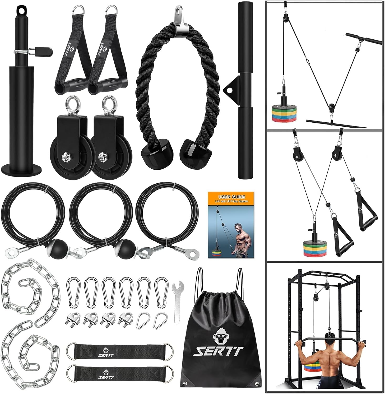 Weight Cable Pulley System Gym, Upgraded Cable Pulley Attachments for L...