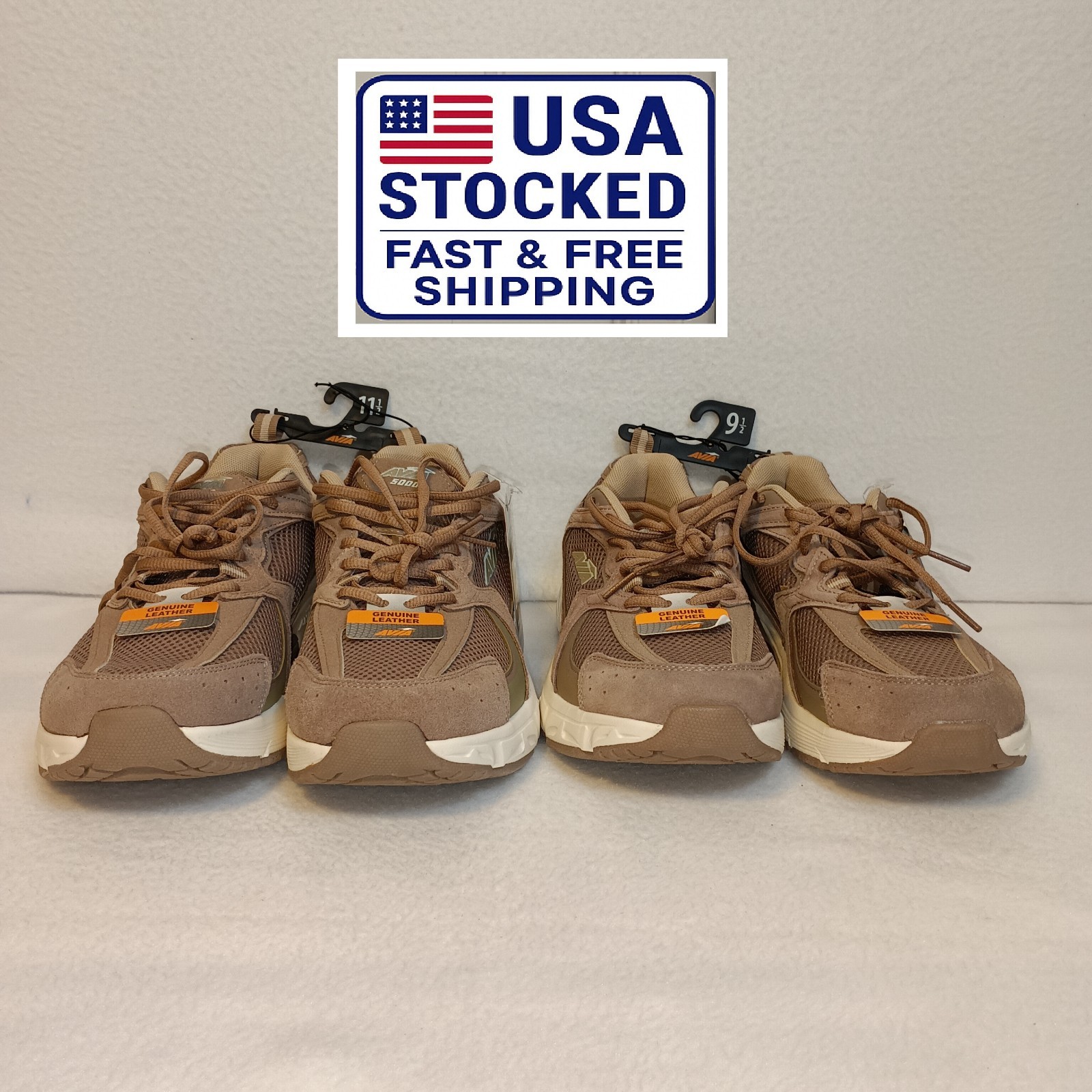 Men’s Sz 9.5 & 11.5 Tan Brown Walking Sneakers Mesh Comfort Shoes NWT Avia