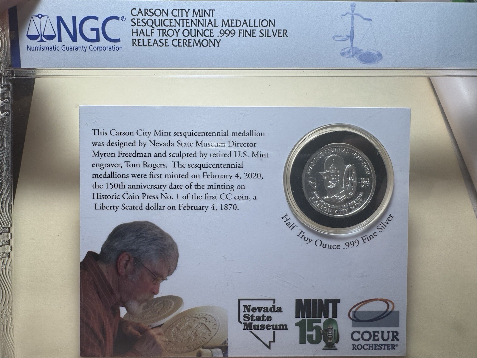 2020 Carson City Mint, Sesquicentennial Medal, NGC Release Ceremony