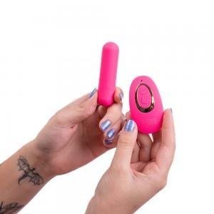 Jessi Pink Remote Mini Bullet Vibrator 10 Function Silicone