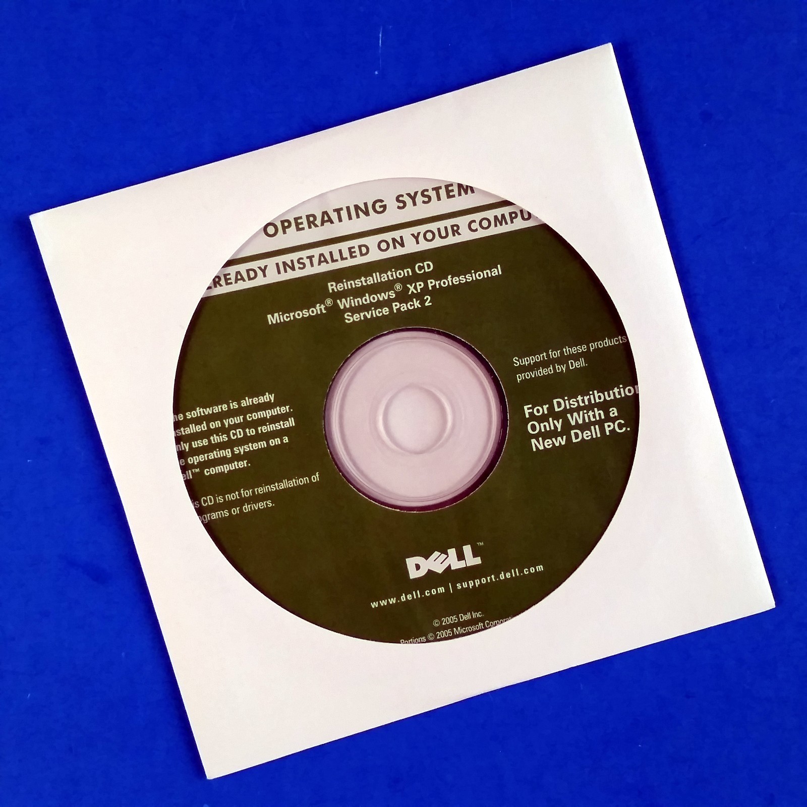 Dell Microsoft Windows XP Professional Reinstallation CD SP 2 SP2 Pro Media