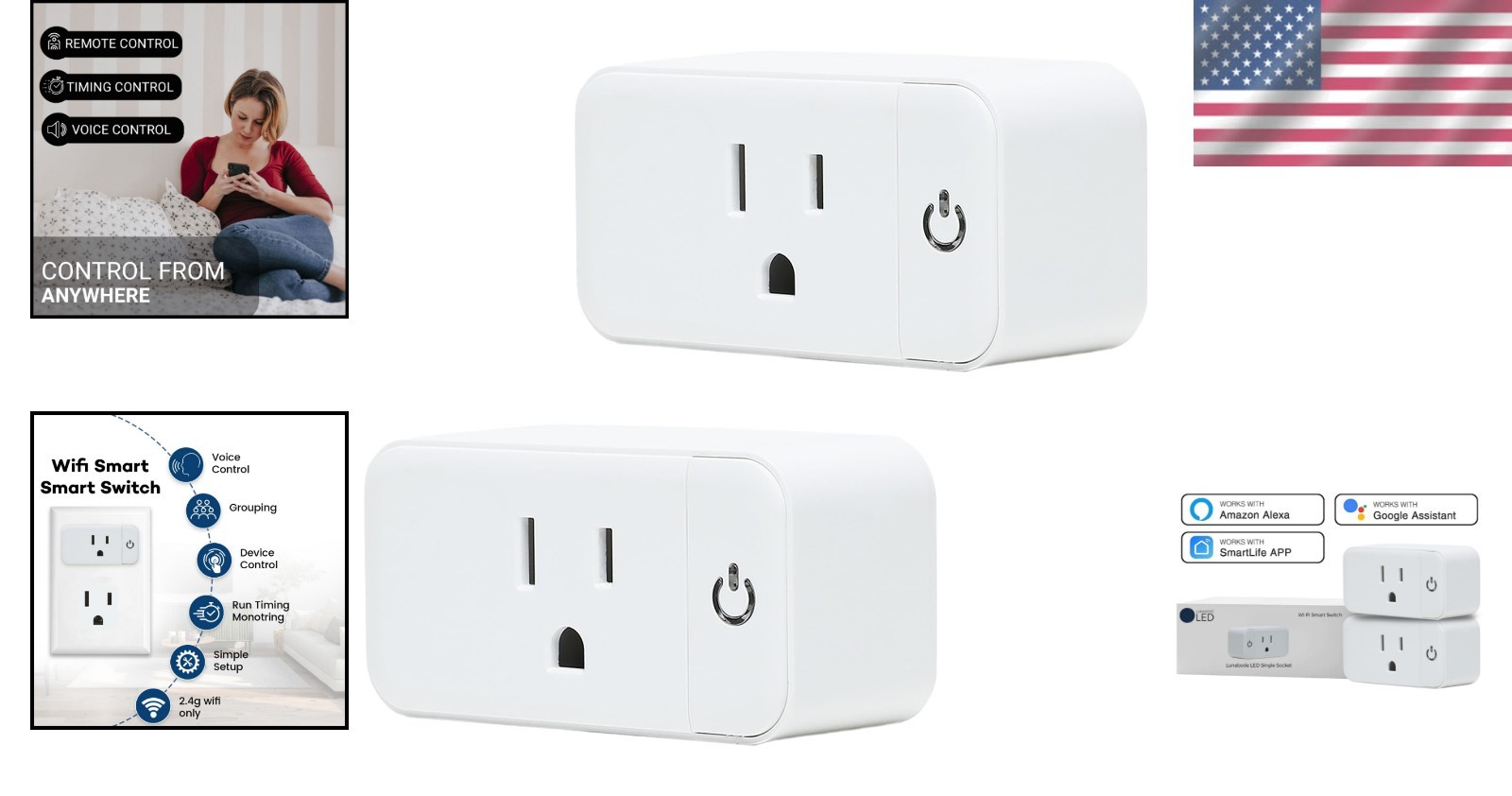 Wi-Fi Smart Plugs - 2 Pack with Auto Timer & Group Control Functionality