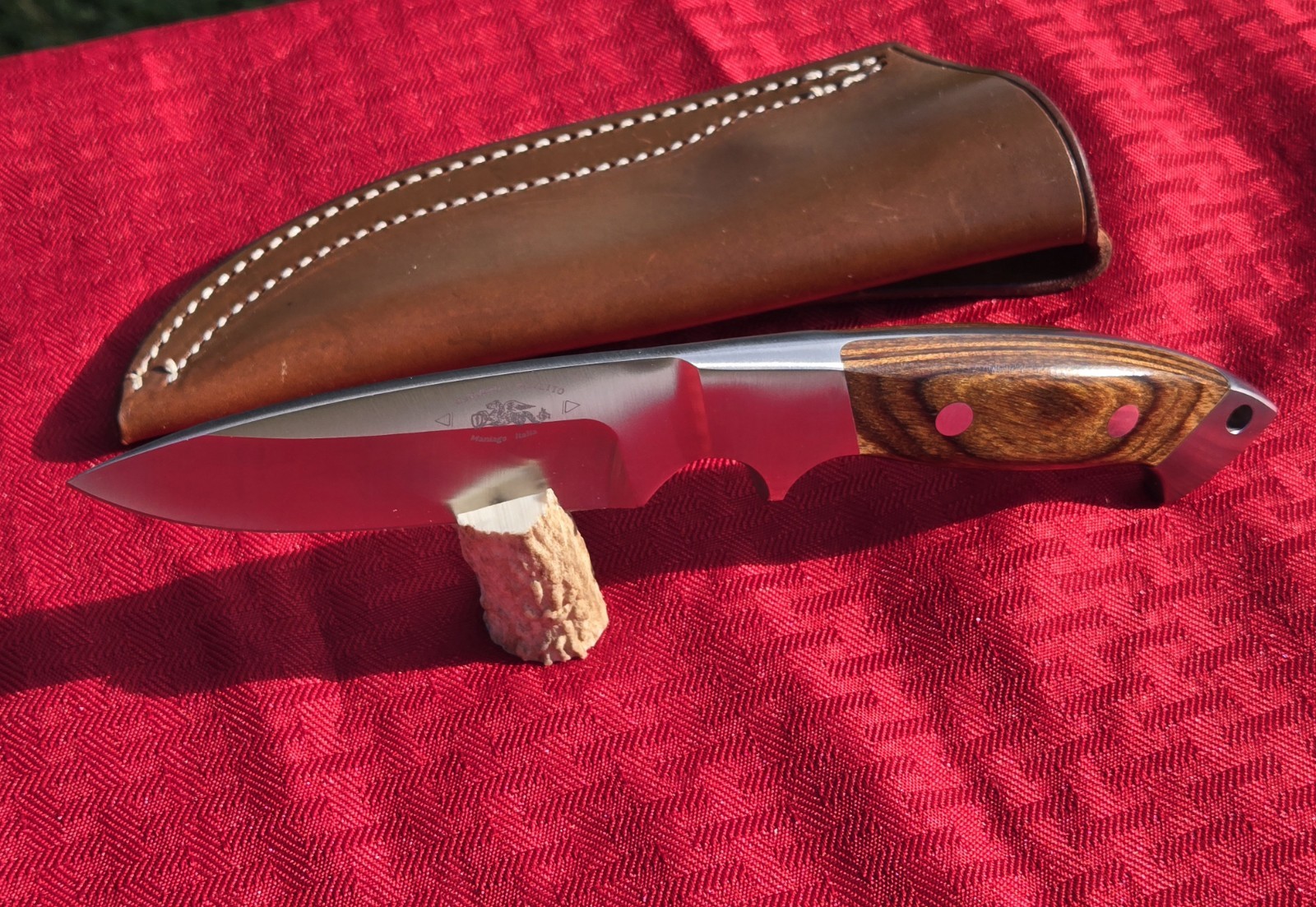 COLTELLO OLIVETTO Hunting Fixed Blade Hunter Knife Handle Italy UNUSED COND EXC