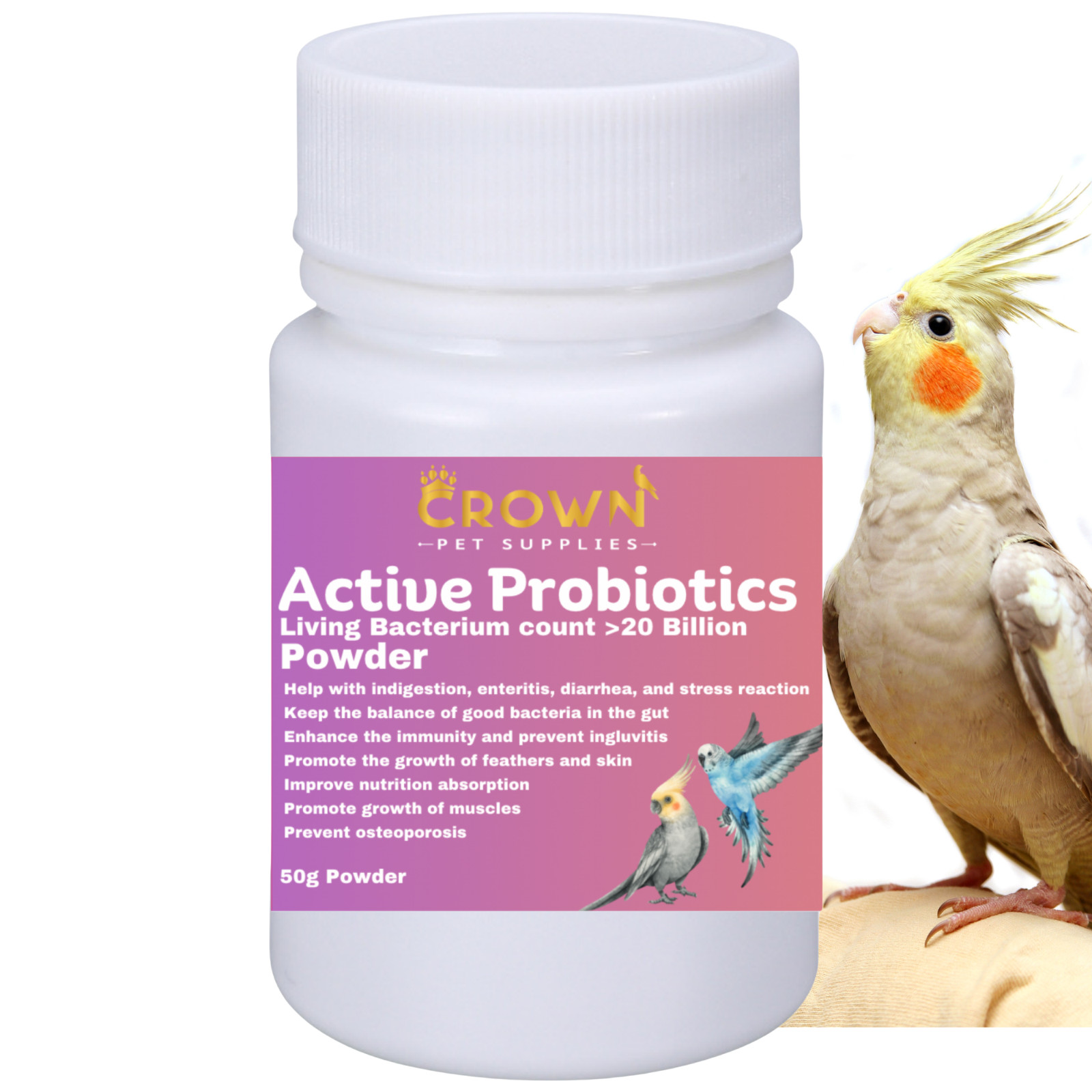 Probiotic  20 Billion Powder, Diarrhea, Nutrition, Growth & Immunity For Birds