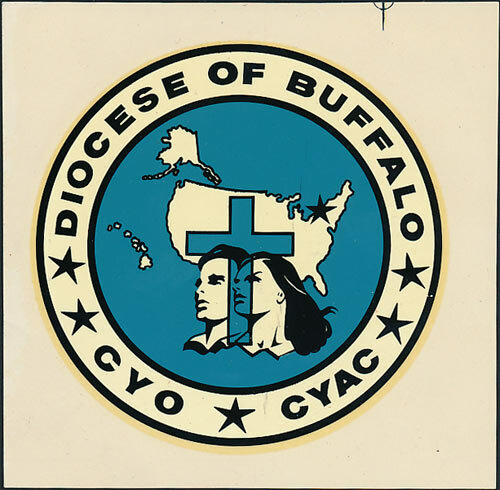 Diocese of Buffalo _RARE ORIG 50's Decal vtg Roman Catholic Youth sticker CYAC