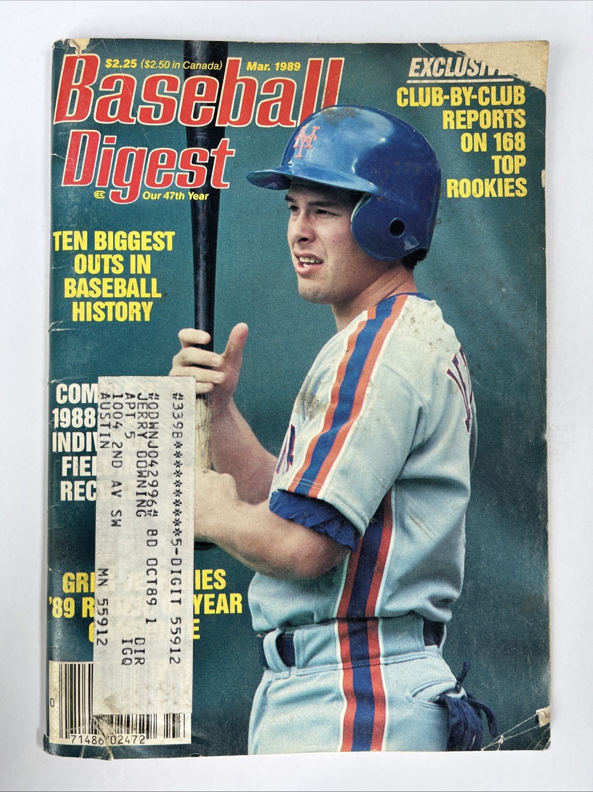 Baseball Digest Magazine March 1989, Gregg Jeffries New York Mets! (B6)