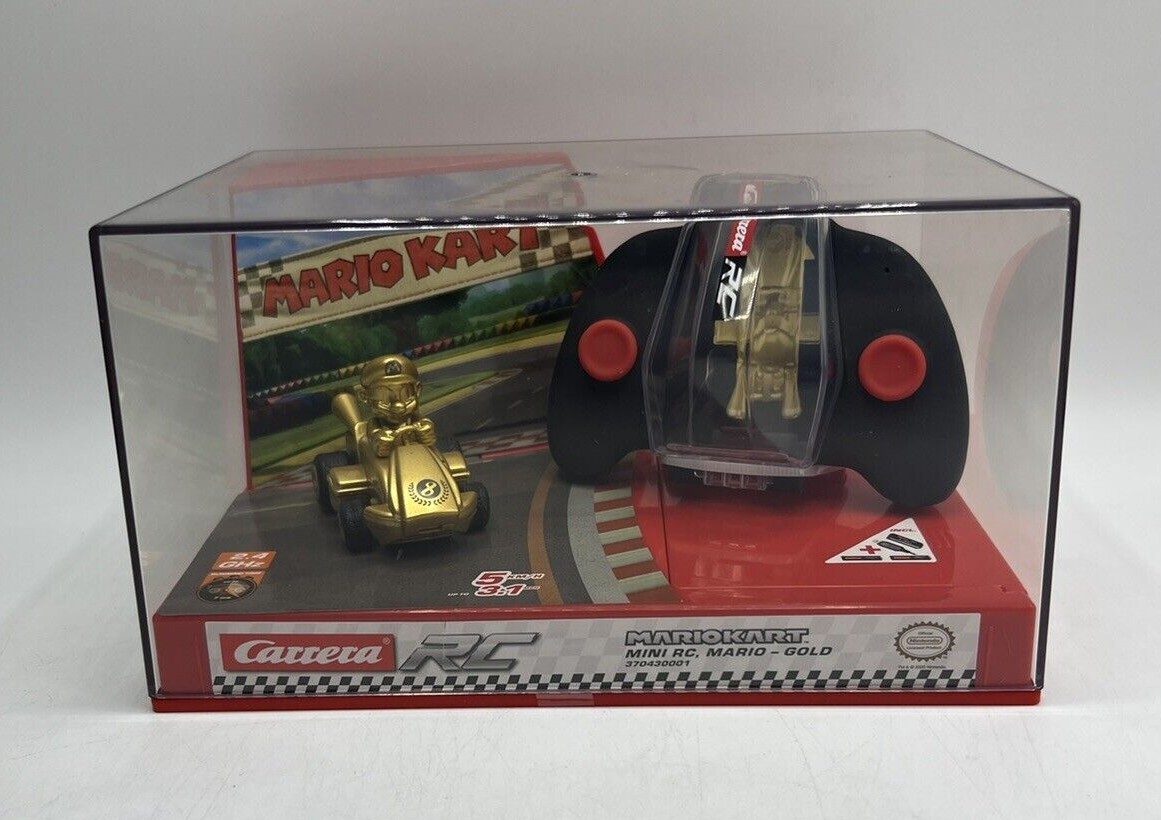 Carrera RC Mario Kart 1:50 Scale Mini Remote Control Car MARIO GOLD Clear Case