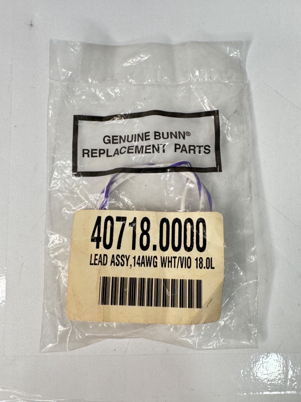 Bunn-O-Matic 40718.0000 Lead Assy, 14AWG WHT/VIO 18.0L