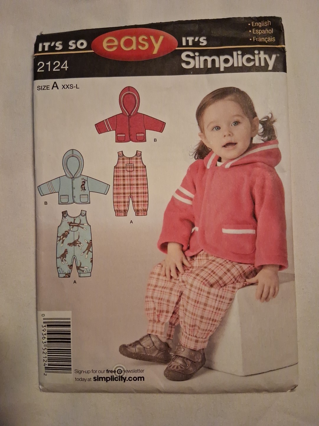 Simplicity Baby Romper Jacket Pattern  Uncut 2124 Size A XXS-L