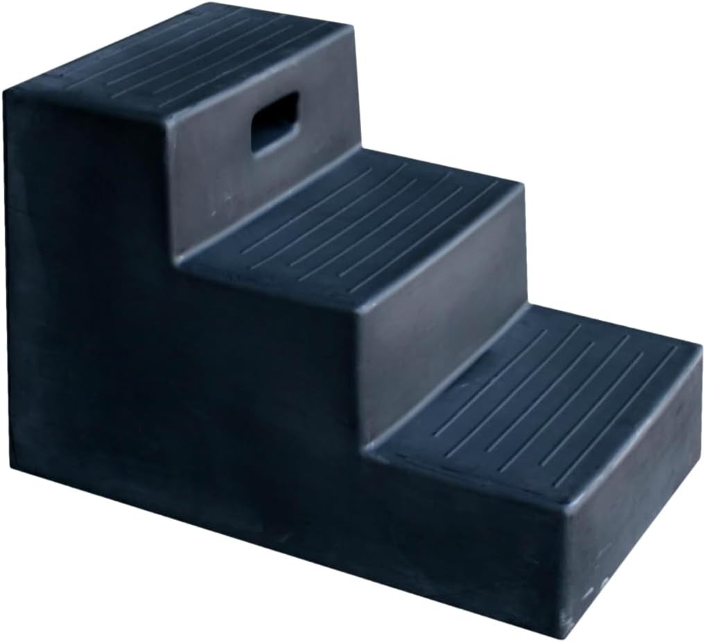 3-Step Mounting Steps – HDPE, 21"H x 18.75"W, Sturdy, Black Horse Style