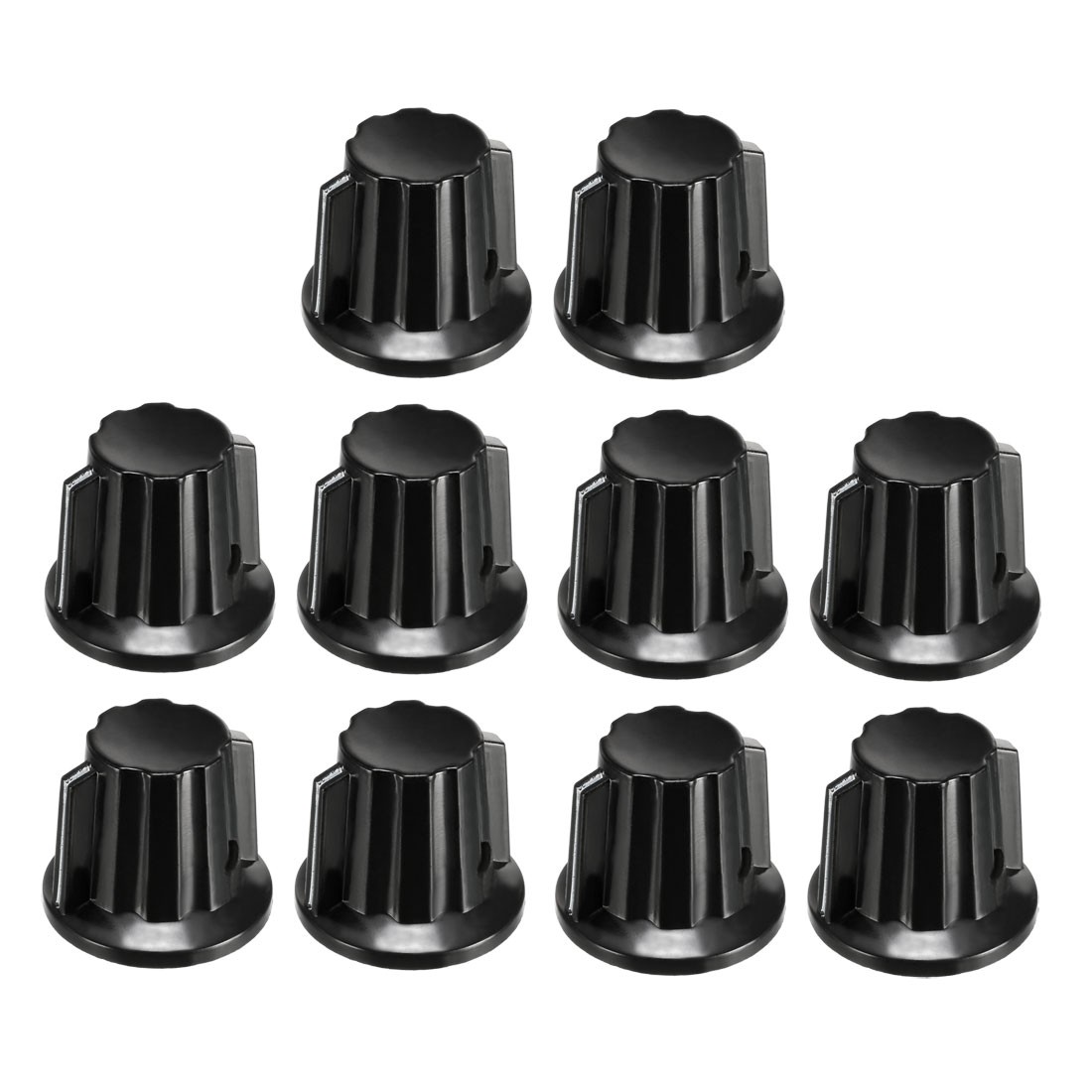 10Pack 6mm Insert Shaft 20x24.5mm Plastic Potentiometer Rotary Knob Black