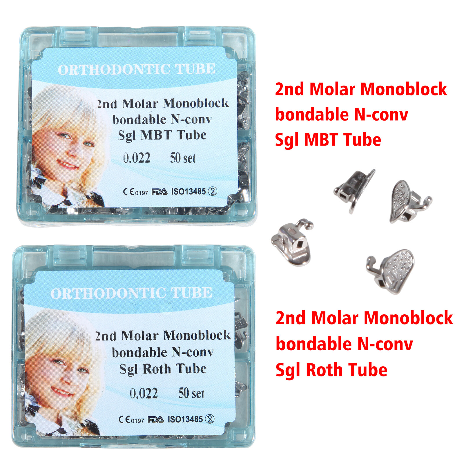 Tubos dentales ortopédicos bucales 1er 2do Molar monobloque MBT ROTH 022