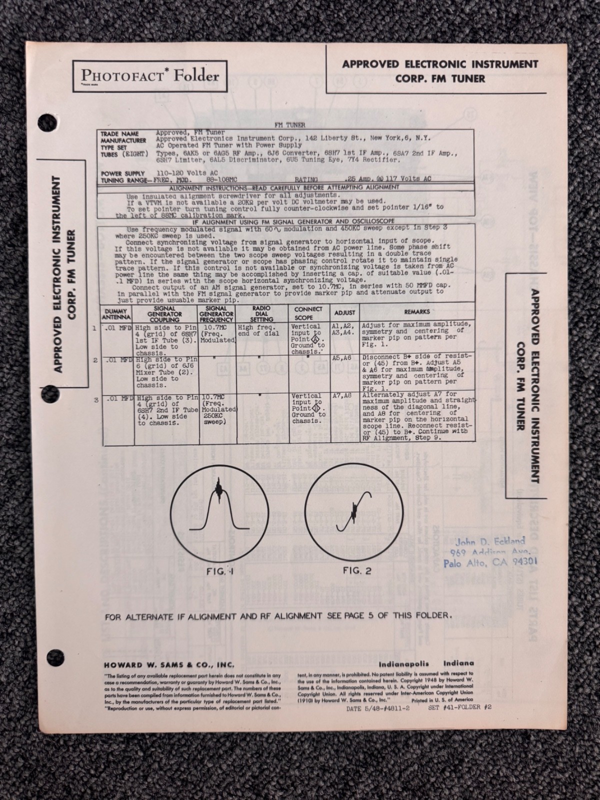 APPROVED ELECTRONICS, NATIONAL VARIOUS MODELS INFO AND SCHEMATICS