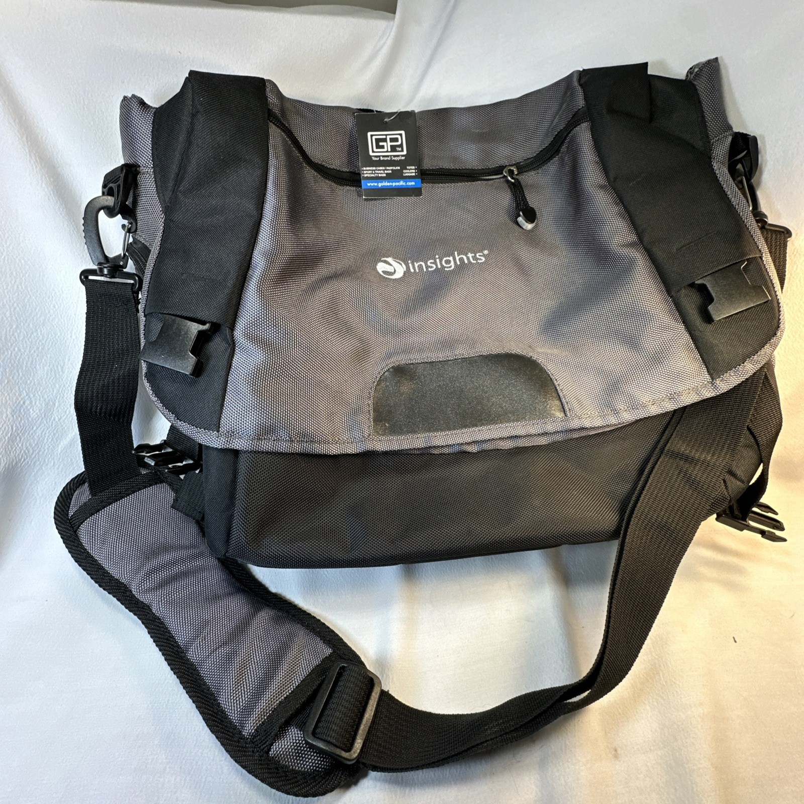 GOLDEN PACIFIC Gray & Black Messenger Bag/Laptop Bag15 X 17 NWT