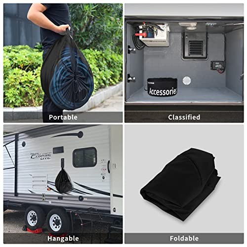 RV Hose Bag, Waterproof RV Hose Bag Organizer, Camper Accessories RV Black