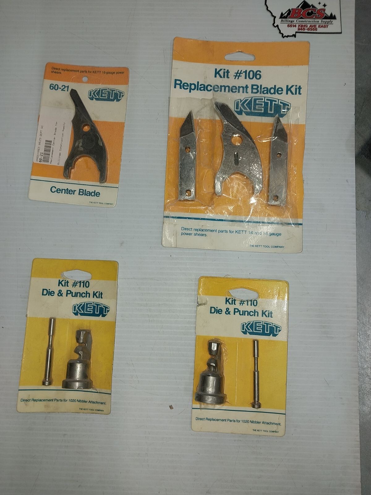 KETT BLADES AND PUNCH.  #110, 60-21, #106