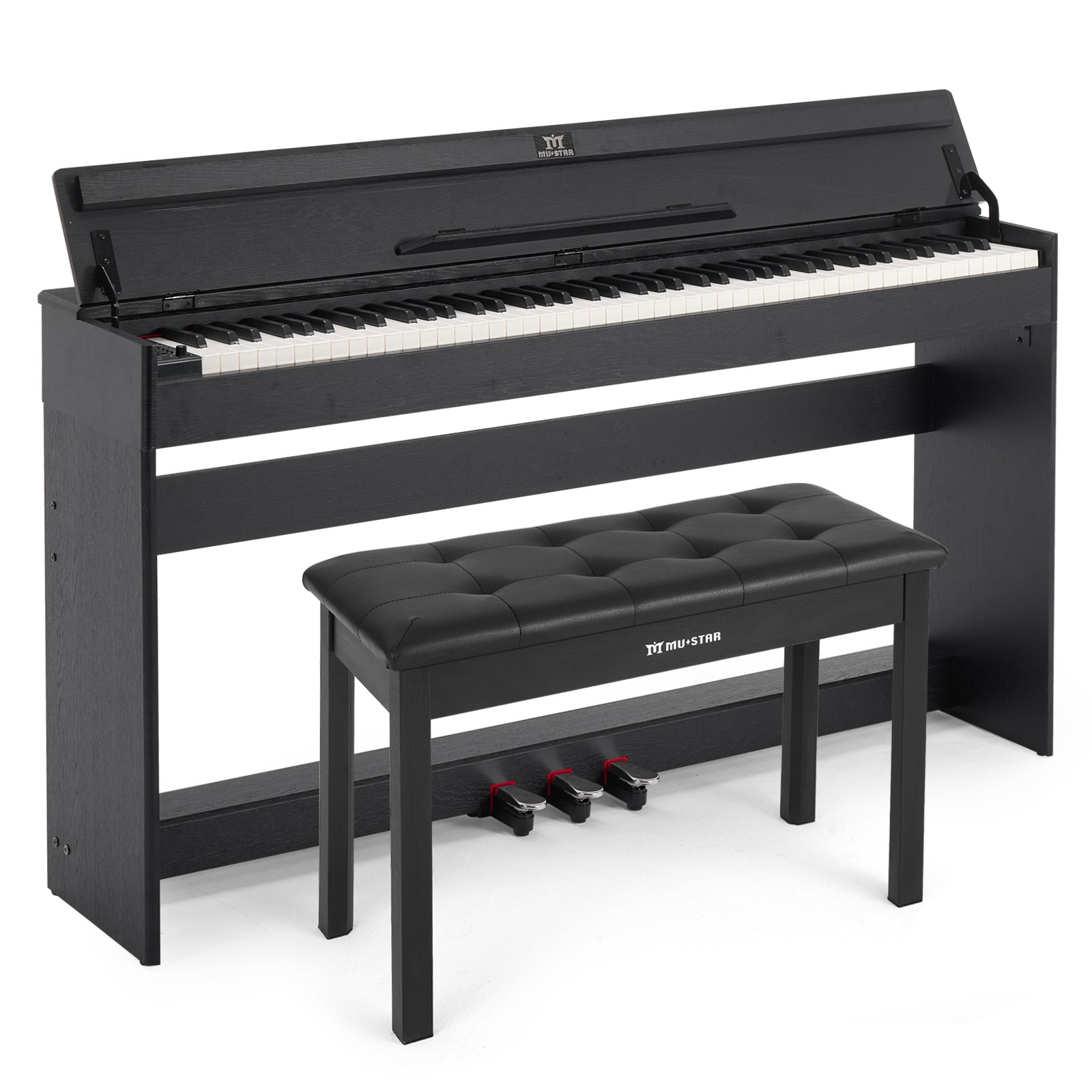Black 88Keys Fully Weighted Digital Piano Graded Hammer Action Keyboards w/Bench