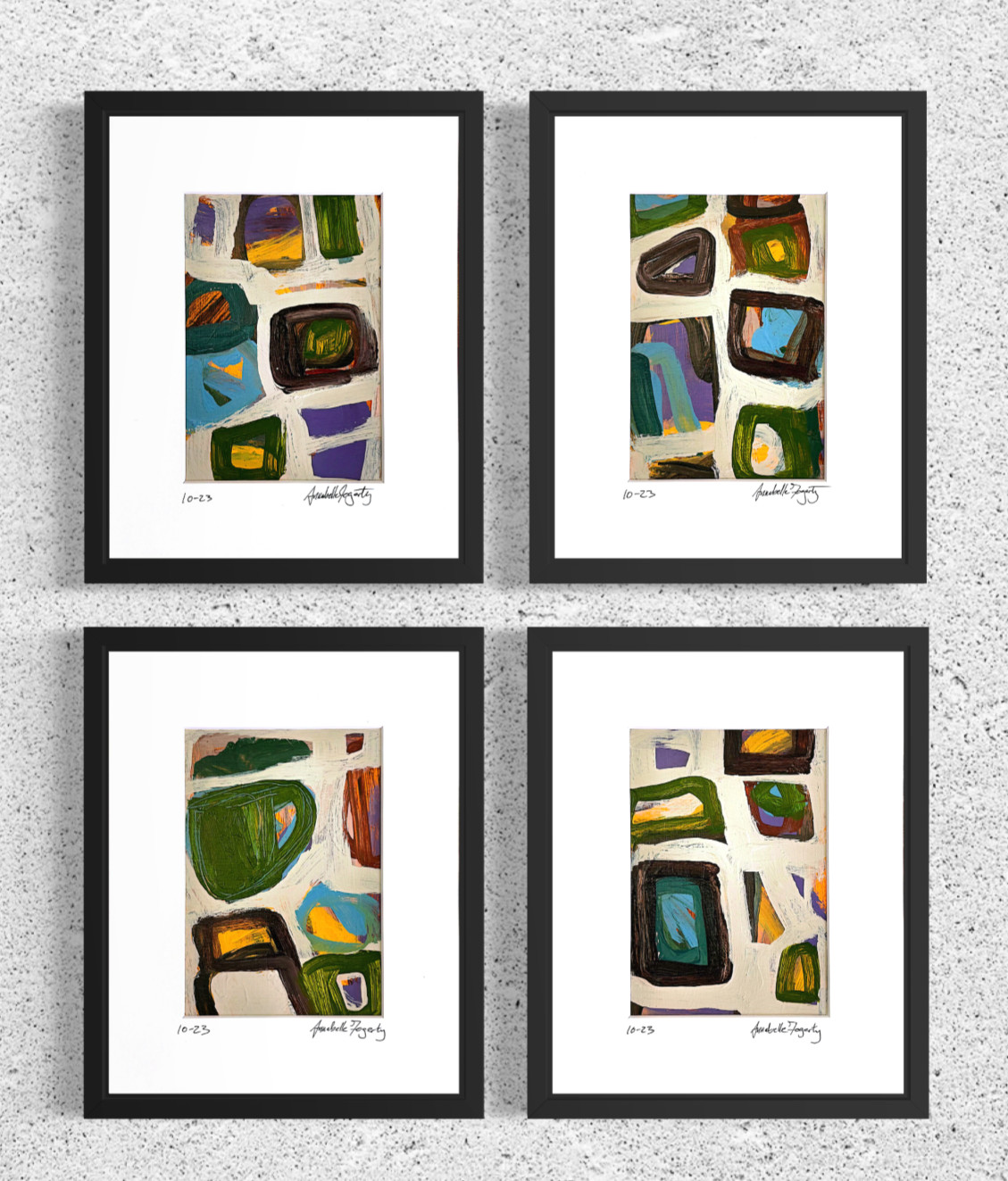 Set Of 4 Original Still Life Collage 8x10 Matted Contemporary Kitchen Wall Art