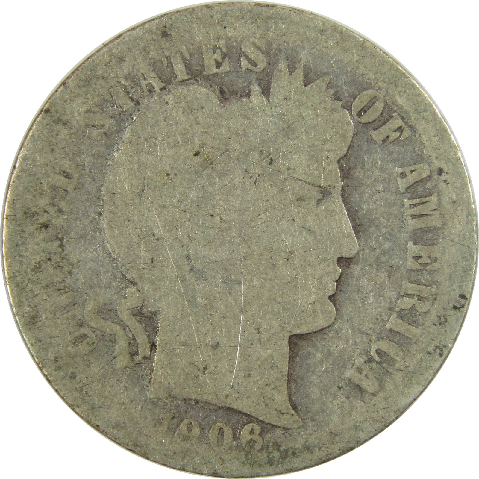1906 O Barber Silver Dime AG About Good 10c Coin Collectible SKU:CP690