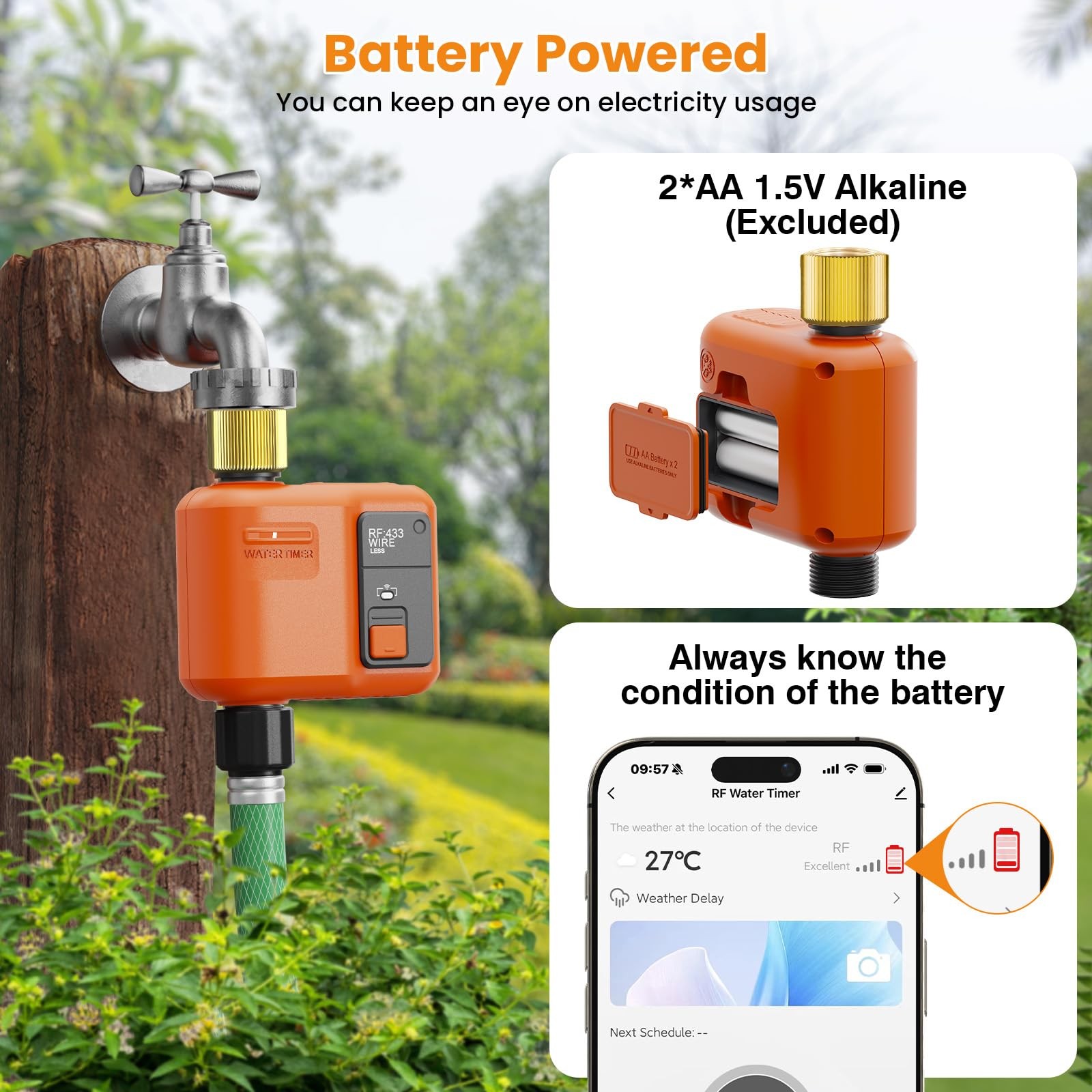 Xinfuture Wifi Water Timer For Garden Hose Smart Sprinkler Timer 984Ft Long