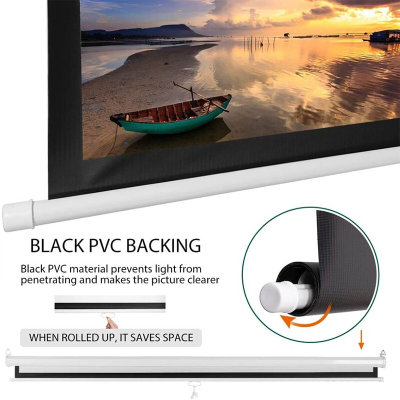 80 inch 16:9 Manual Pull Down Projector Projection Screen Home Theater Movie