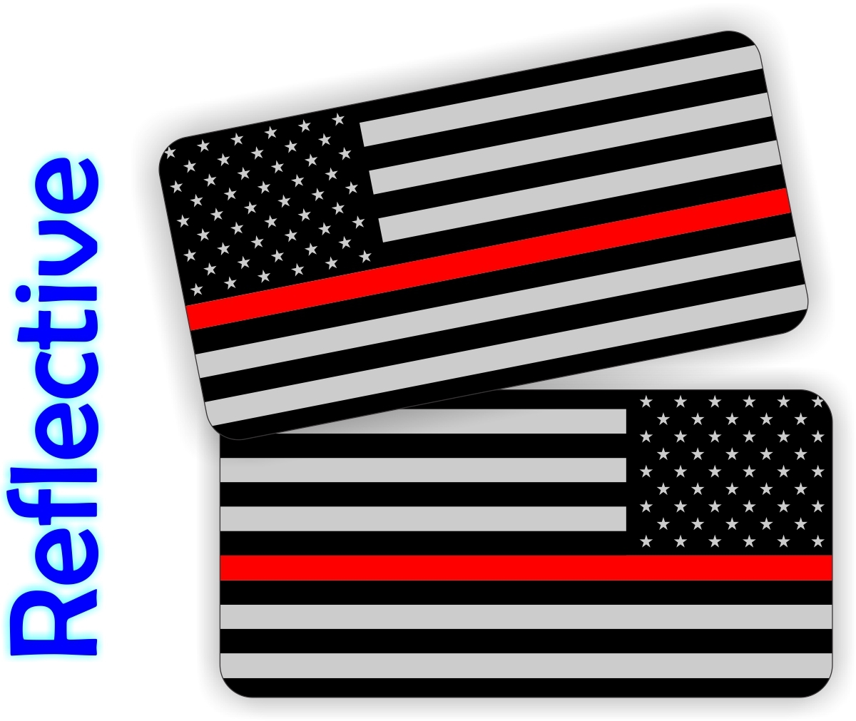 REFLECTIVE Red Line Firefighter American Flag Hard Hat Stickers Helmet Flags USA